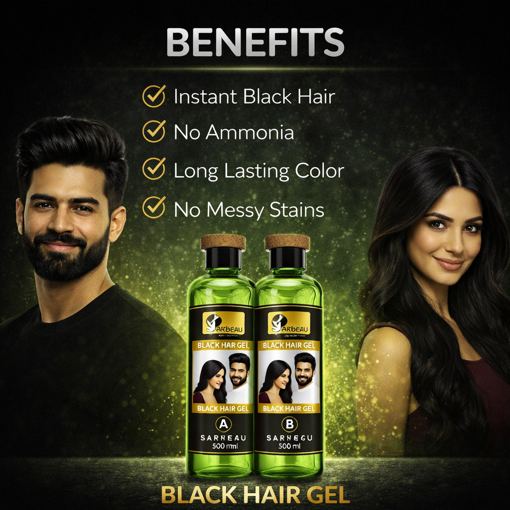 Sarbeau Fruit Vinegar Hair Gel | Ammonia-Free 2-Step Hair Color | Hair Colour Gel | 500ml x 2 Bottles