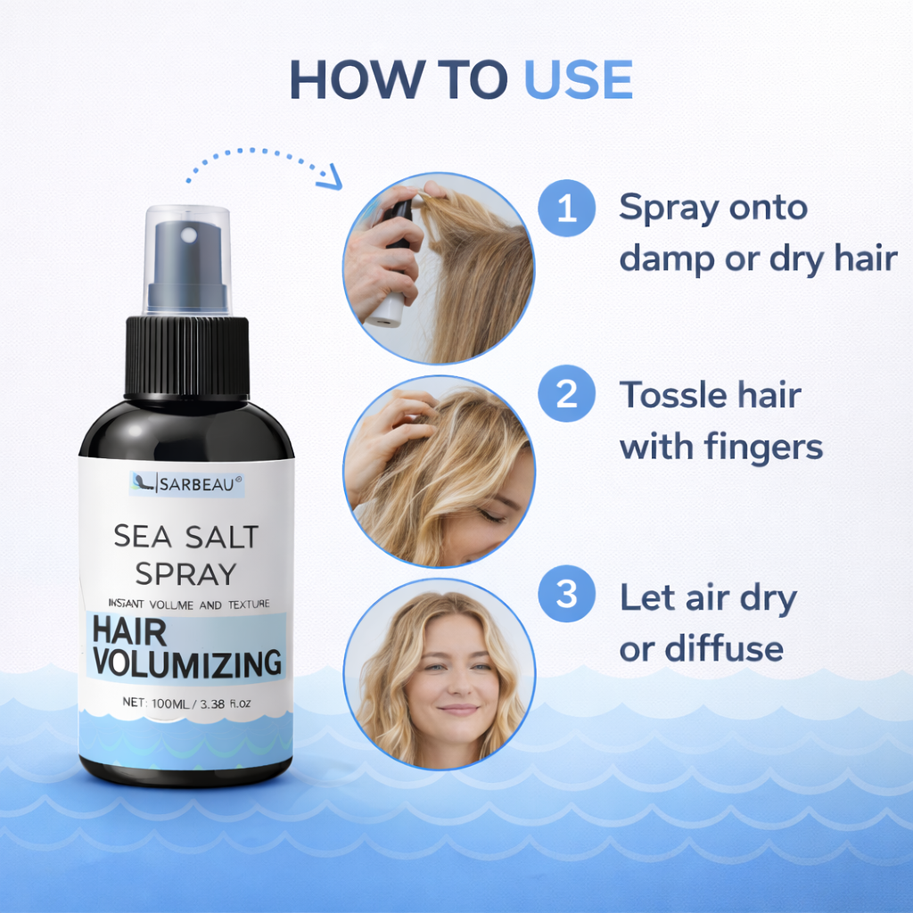 Sarbeau Sea Salt Spray for Hair Volumizing & Texture and Styling | Instant Beach Waves | Matte Finish | 100ml