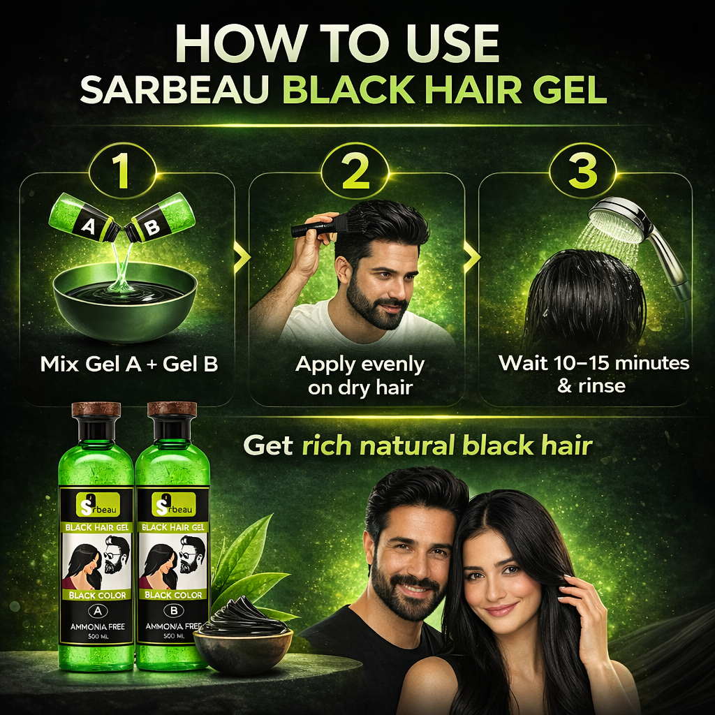 Sarbeau Fruit Vinegar Hair Gel | Ammonia-Free 2-Step Hair Color | Hair Colour Gel | 500ml x 2 Bottles