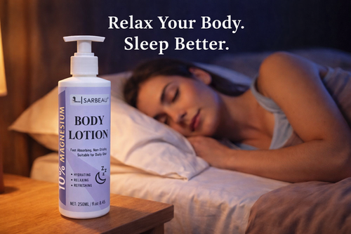 Sarbeau 10% Magnesium Body Lotion | Fast-Absorbing Daily Moisturizer | Hydrating & Non-Sticky Formula | 250ml