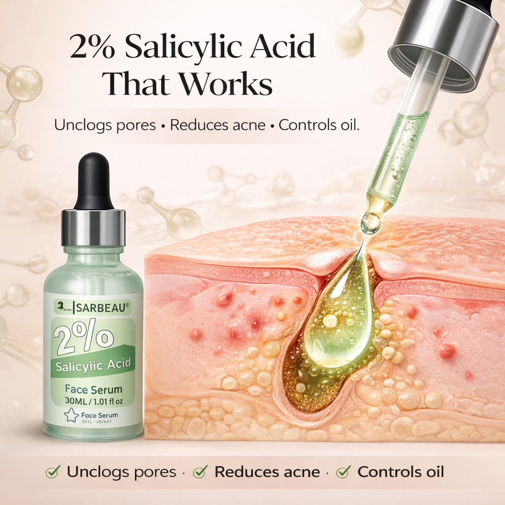 Sarbeau 2% Salicylic Acid Face Serum | Lightweight Exfoliating Serum for Oily & Acne-Prone Skin | 30ml
