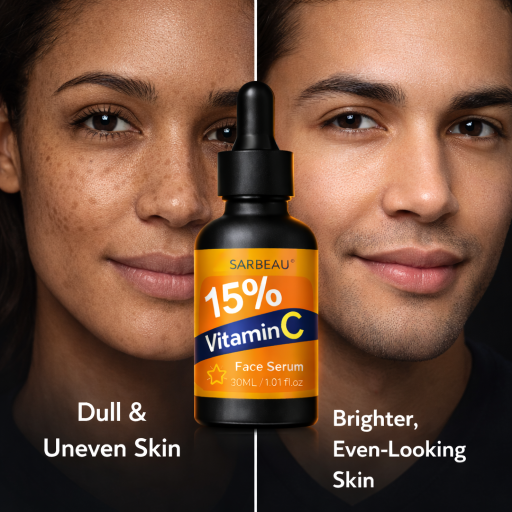 Sarbeau 15% Vitamin C Face Serum 30ml | Brightening Serum for Glowing Skin, Dark Spots & Uneven Skin Tone | Suitable for All Skin Types