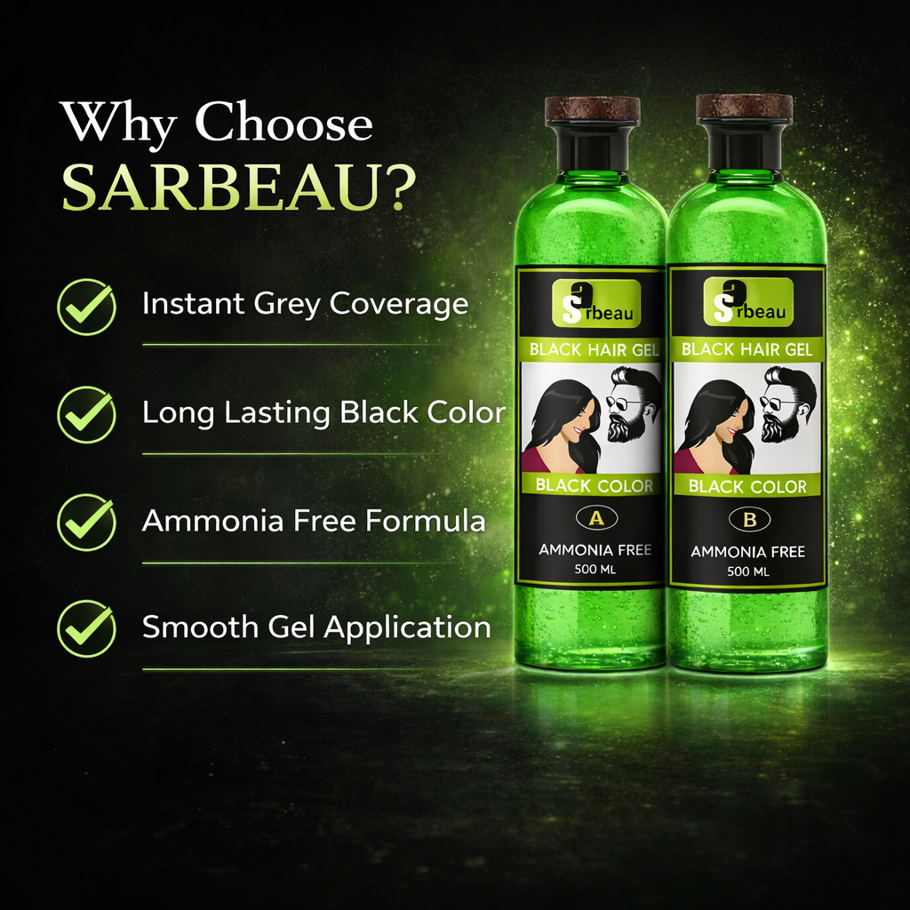 Sarbeau Fruit Vinegar Hair Gel | Ammonia-Free 2-Step Hair Color | Hair Colour Gel | 500ml x 2 Bottles