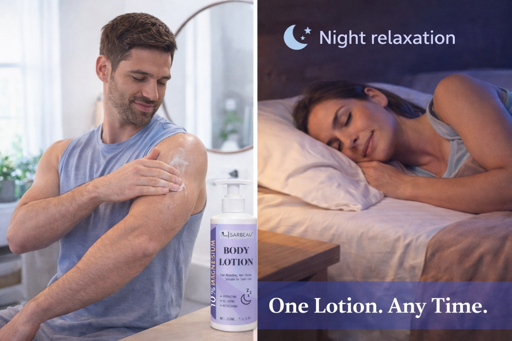 Sarbeau 10% Magnesium Body Lotion | Fast-Absorbing Daily Moisturizer | Hydrating & Non-Sticky Formula | 250ml