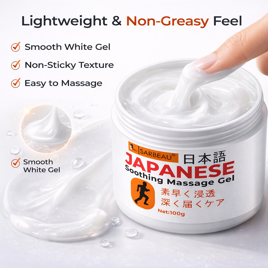 Sarbeau Japanese Soothing Massage Gel | Fast-Absorbing Muscle & Joint Comfort Gel | Non-Greasy Formula | 100g | Japani Balm Gel