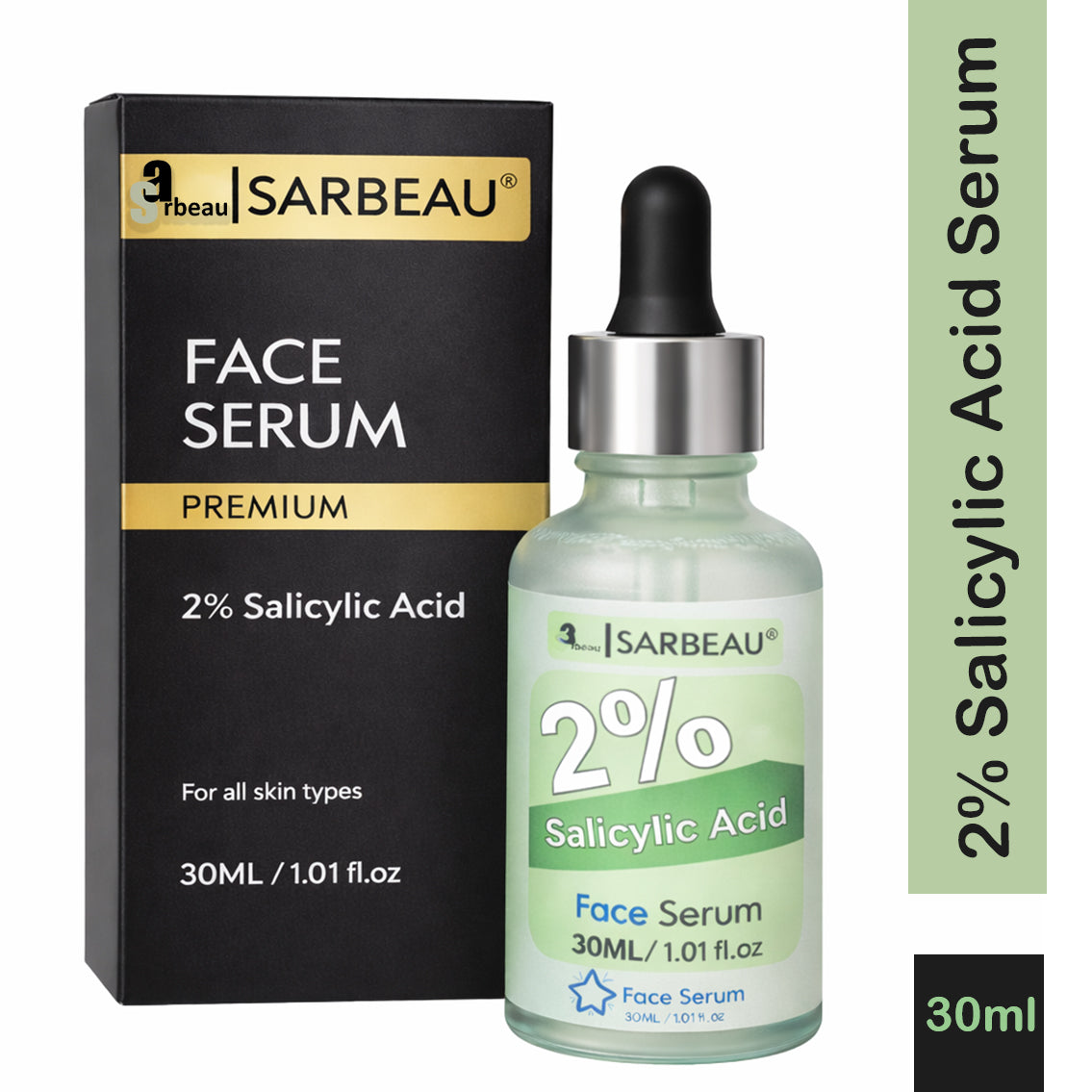 Sarbeau 2% Salicylic Acid Face Serum | Lightweight Exfoliating Serum for Oily & Acne-Prone Skin | 30ml